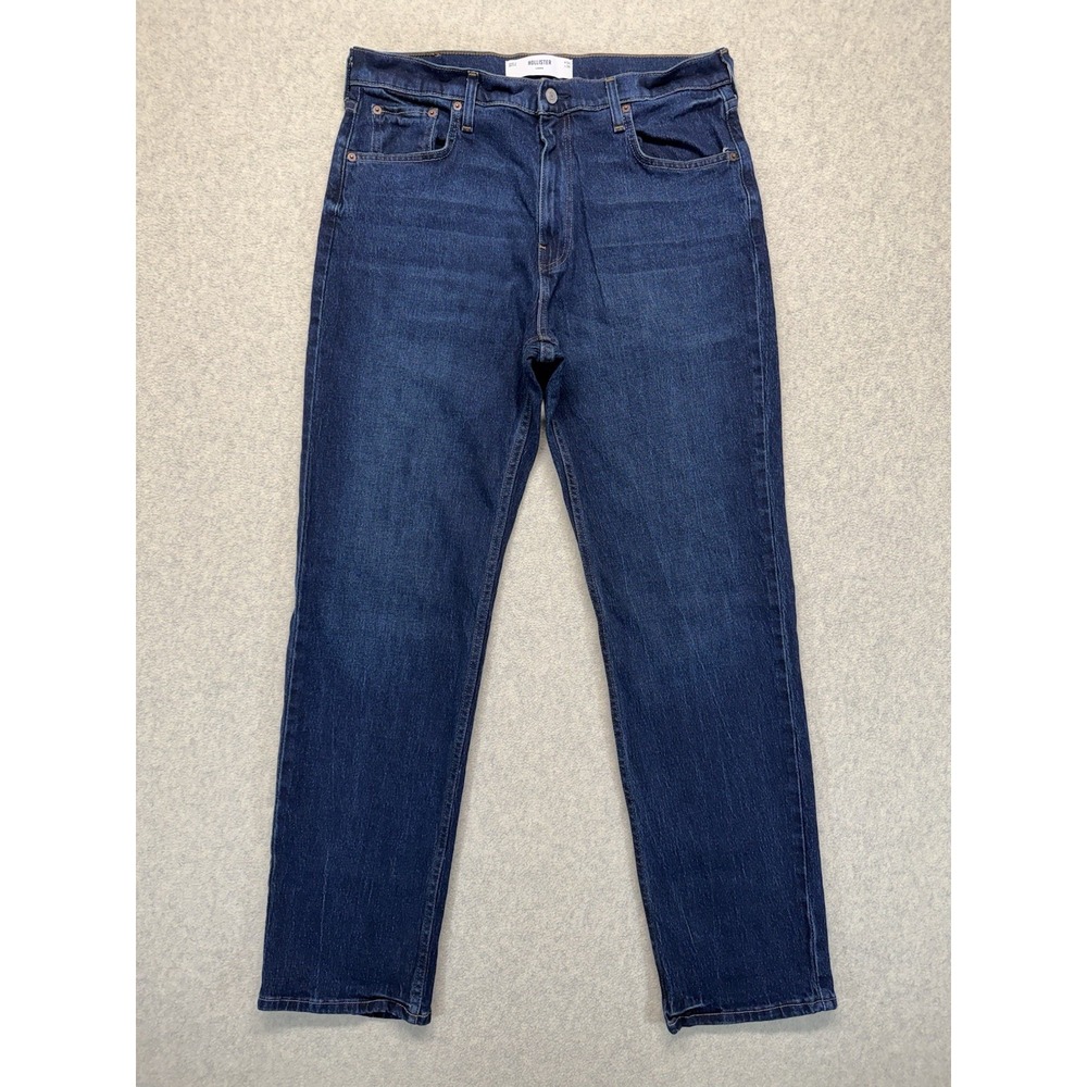 Hollister Loose Fit Jeans Men's 34x34 Dark Wash Straight Leg Denim Pants